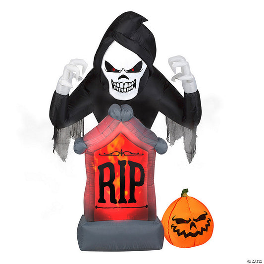 National Tree Company 6 ft. Halloween Inflatable Grim Reaper with LED Lights | USA Decoration®