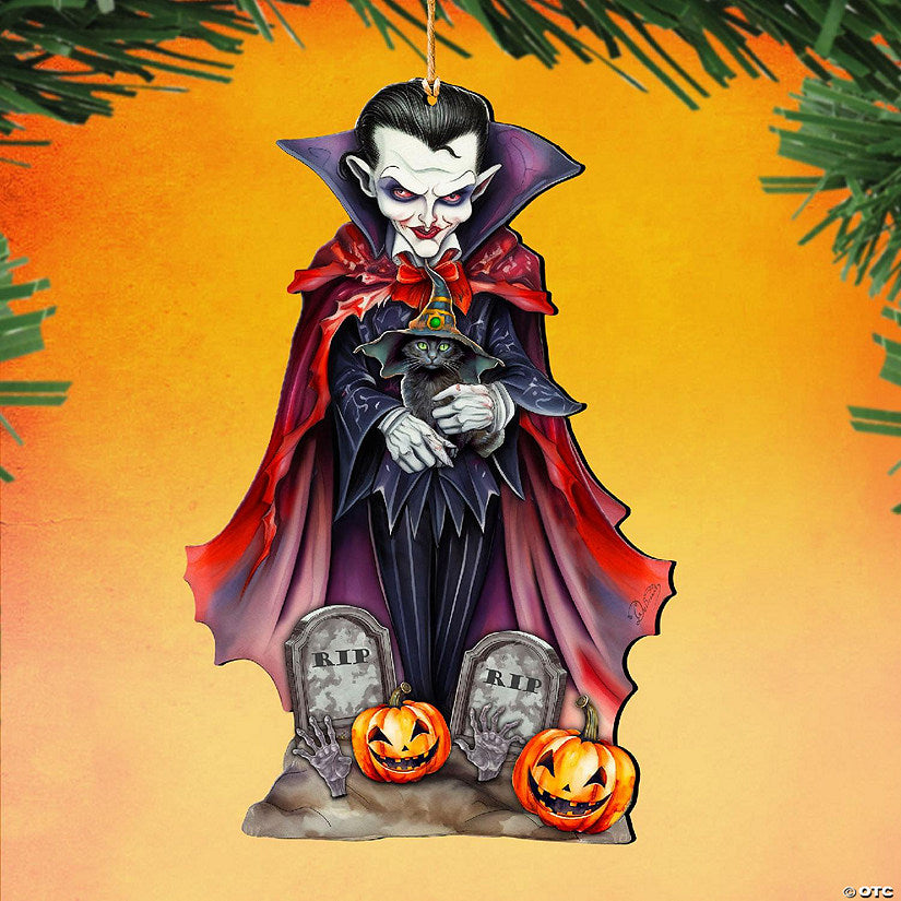 Dracula Wooden Ornament by G. Debrekht - Thanksgiving Halloween Decor | USA Decoration®