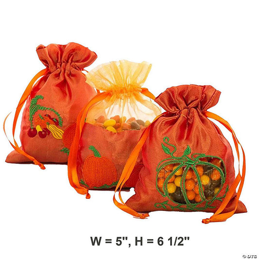 1 Piece(s): Elegant Harvest Fabric Bags Ideal for Thanksgiving Gifts - 5 x 6.5 Pumpkin | USA Decoration®