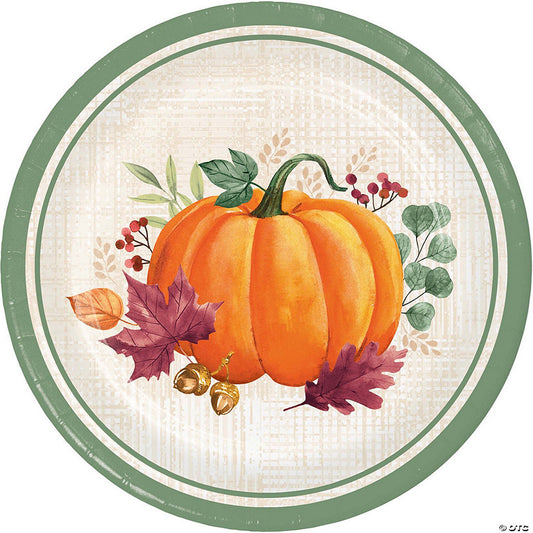 24 Piece(s): Creative Converting Harvest Wishes Thanksgiving Pumpkin Paper Dessert Plates, 24 ct | USA Decoration®
