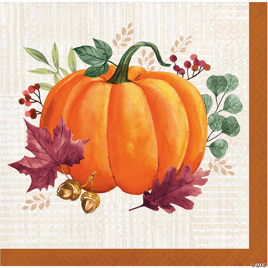 48 Piece(s): Creative Converting Harvest Wishes Thanksgiving Pumpkin Paper Cocktail Napkins, 48 ct | USA Decoration®