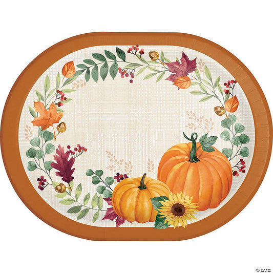 24 Piece(s): Creative Converting Harvest Wishes Thanksgiving Pumpkin Oval Dinner Paper Plates, 24 ct | USA Decoration®