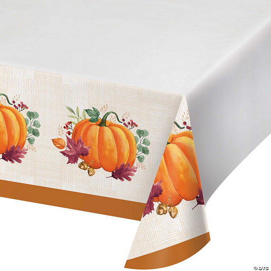 3 Piece(s): Creative Converting Harvest Wishes Thanksgiving Pumpkin Paper Tablecloths, 3 ct | USA Decoration®