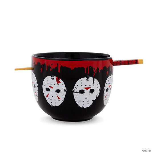 Friday The 13th Jason Voorhees Mask 20-Ounce Ramen Bowl and Chopstick Set | USA Decoration®