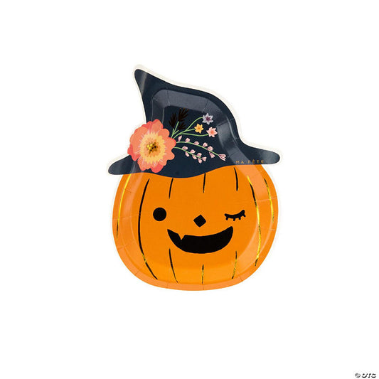 8 Piece(s): Ma Fete Halloween Pumpkin Paper Dessert Plates (8) | USA Decoration®