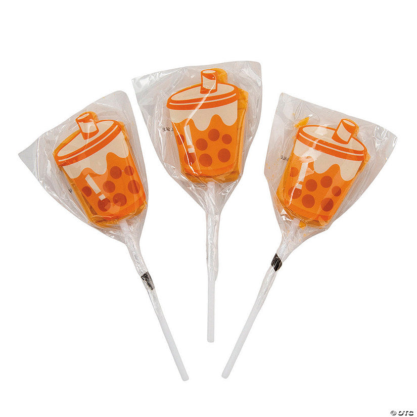 7 oz. 2" Boba Tea Cup Mixed Fruit-Flavored Lollipops - 12 Pc. | USA Decoration®
