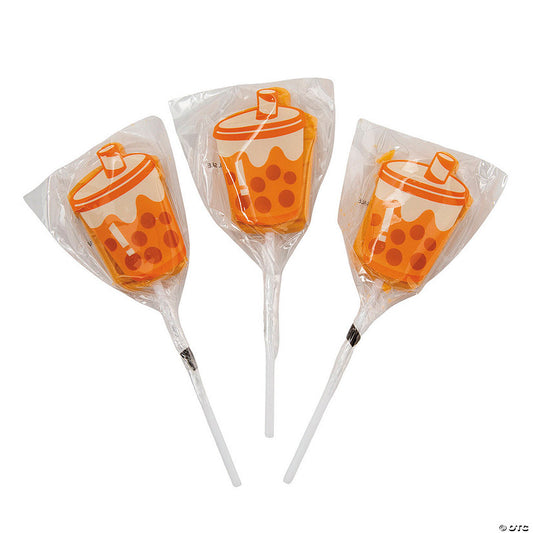 7 oz. 2" Boba Tea Cup Mixed Fruit-Flavored Lollipops - 12 Pc. | USA Decoration®