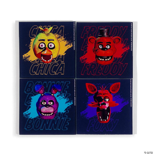 Five Nights At Freddy's Characters Glass Coasters Set of 4 | USA Decoration®