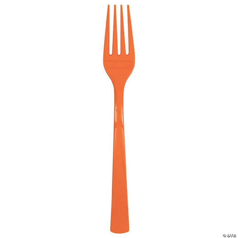 18 Count: Pumpkin Orange Solid Plastic Forks - 18ct | USA Decoration®