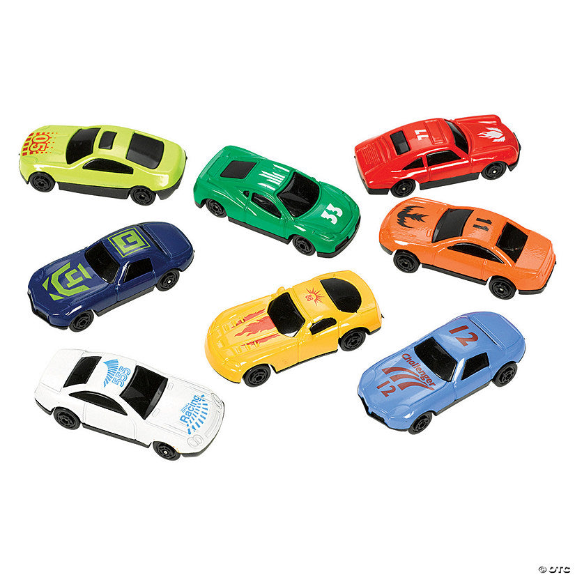 21 Piece(s): 1" Bright Color Plastic Race Cars Party Favor Pack Assortment - 21 Pc. | USA Decoration®