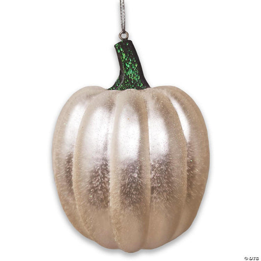 1 Piece(s): White Pumpkin Glass Christmas Ornament, OrnamentallyYou | USA Decoration®