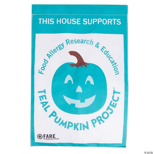 1 Count: Halloween Garden Flag (Teal Pumpkin Project) - 12" x 18"- Outdoor Weatherproof Banner, Spooky Trick or Treat Candy Yard Lawn Signs - Decor Fall Decoration - Fit | USA Decoration®