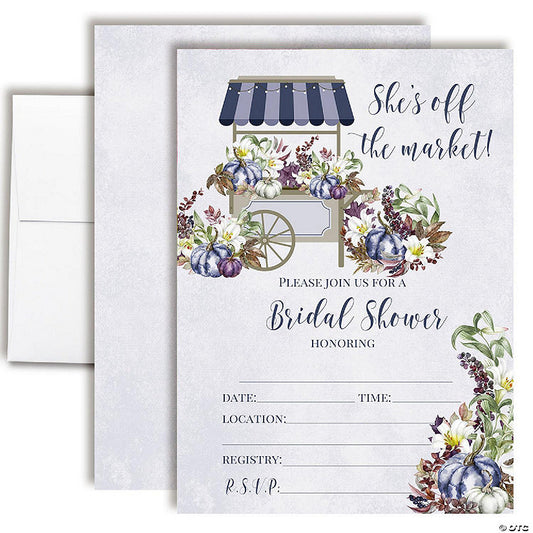 40 Piece(s): Purple Pumpkin Off The Market Bridal Shower Party Invitations | USA Decoration®