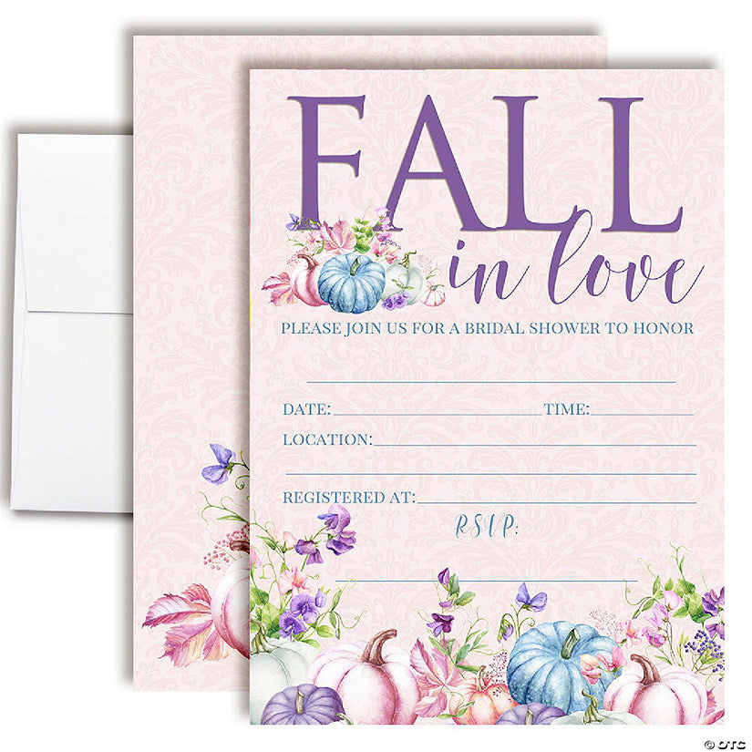 40 Piece(s): Fall In Love Pastel Pumpkin Bridal Shower Party Invitations | USA Decoration®