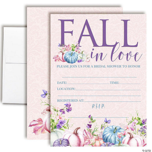 40 Piece(s): Fall In Love Pastel Pumpkin Bridal Shower Party Invitations | USA Decoration®
