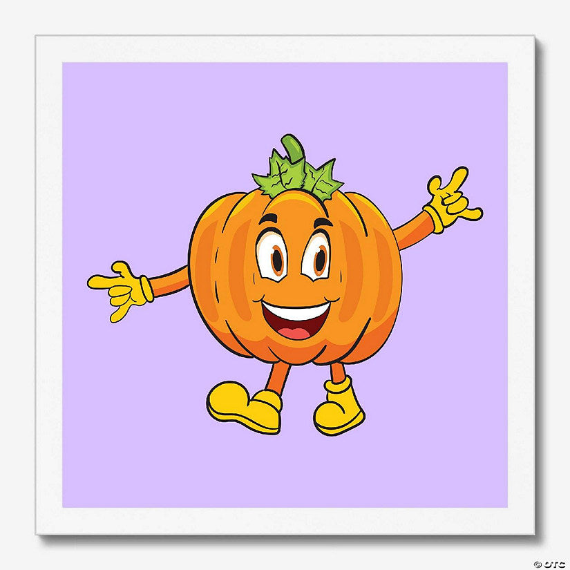 1 Piece(s): Patrick the Pumpkin White Framed Canvas by Dancing Littles Jungle - Size 16x24 Inch | USA Decoration®