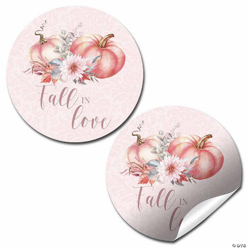 40 Count: Blush Pumpkin Fall In Love Bridal Shower Party Favor Stickers 40ct by AmandaCreation | USA Decoration®