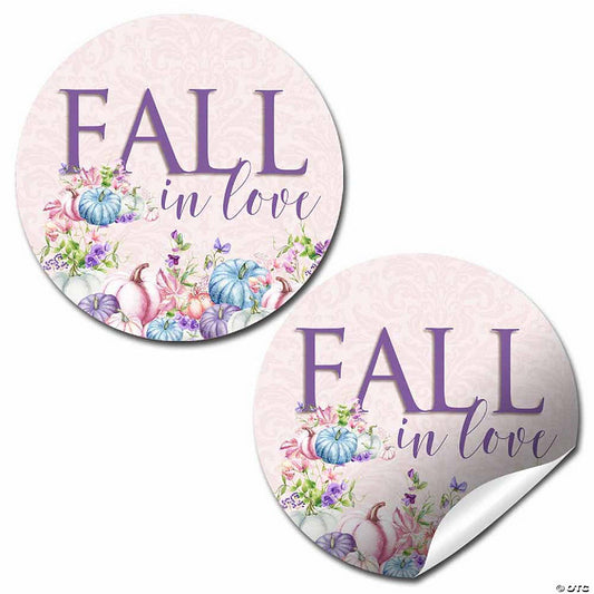 40 Count: Fall In Love Pastel Pumpkin Bridal Shower Party Favor Stickers 40ct by AmandaCreation | USA Decoration®