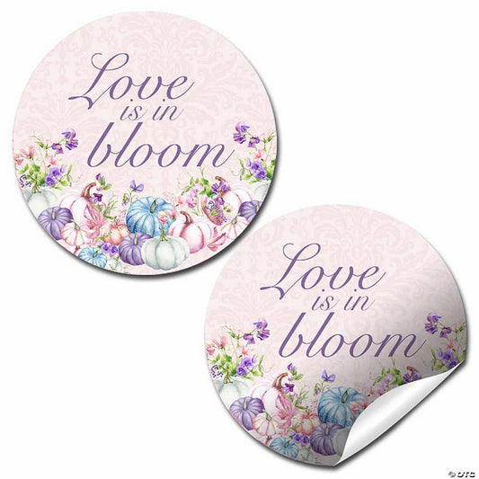 40 Count: Love Is In Bloom Pastel Pumpkin Bridal Shower Party Favor Stickers 40ct by AmandaCreation | USA Decoration®