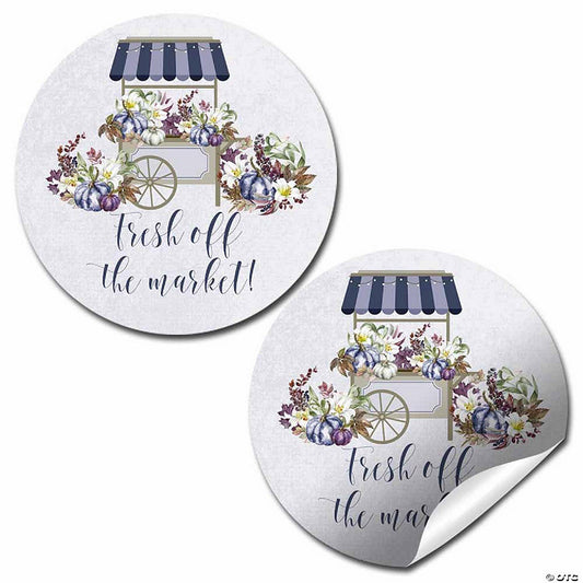 40 Count: Fresh Off the Market Purple Pumpkin Bridal Shower Party Favor Stickers 40ct by AmandaCreation | USA Decoration®