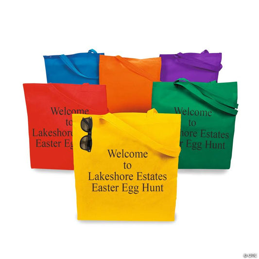 14 1/2" x 15 1/2" Personalized Large Bright Color Nonwoven Tote Bags - 48 Pc.