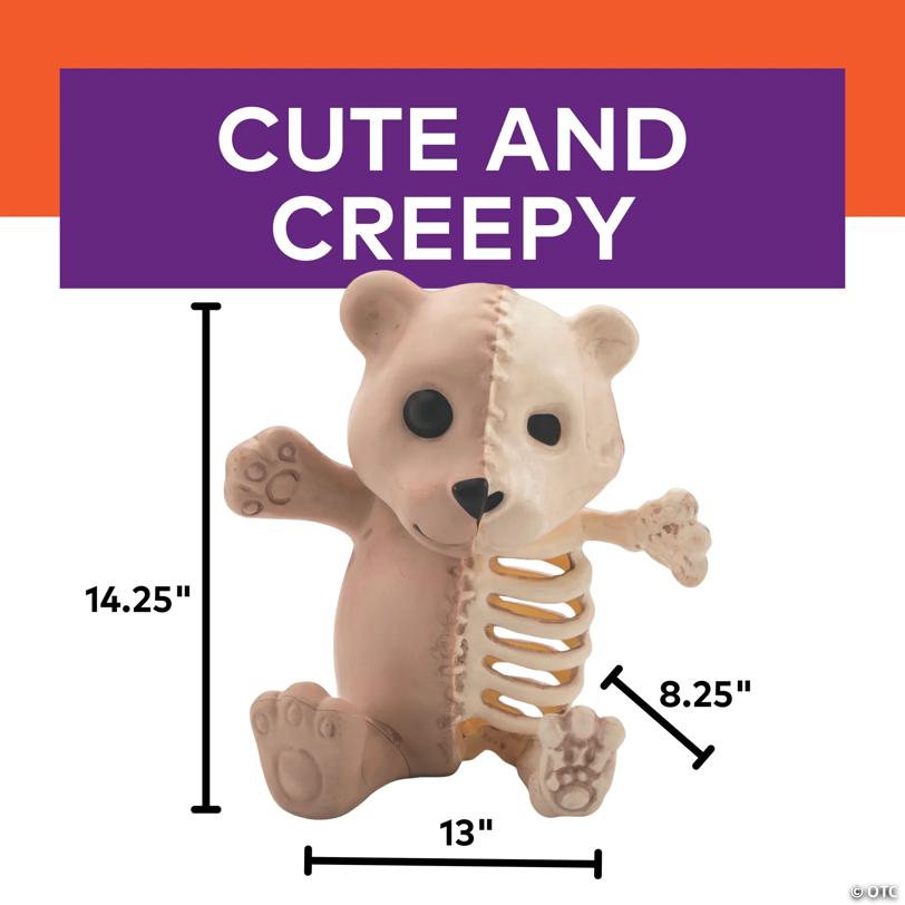 14 1/4" Half Bones Teddy Skeleton Halloween Decoration