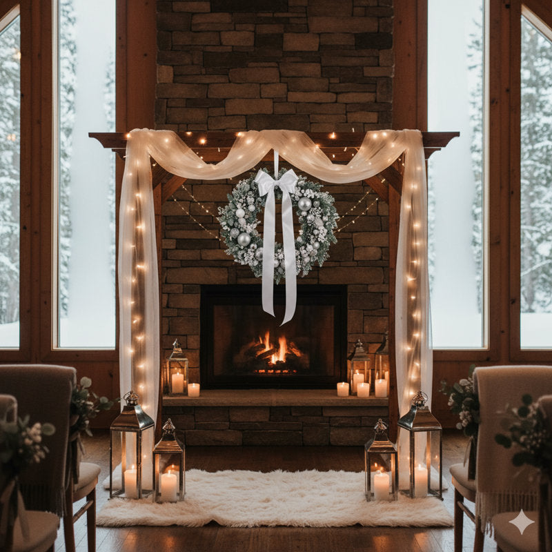 Artificial Fir Christmas Garland styled along a festive mantel