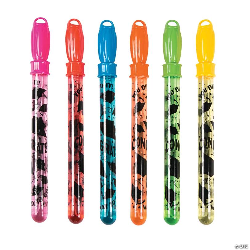 14 3/4" Big Graduation Multicolor Plastic Bubble Tubes - 12 Pc.