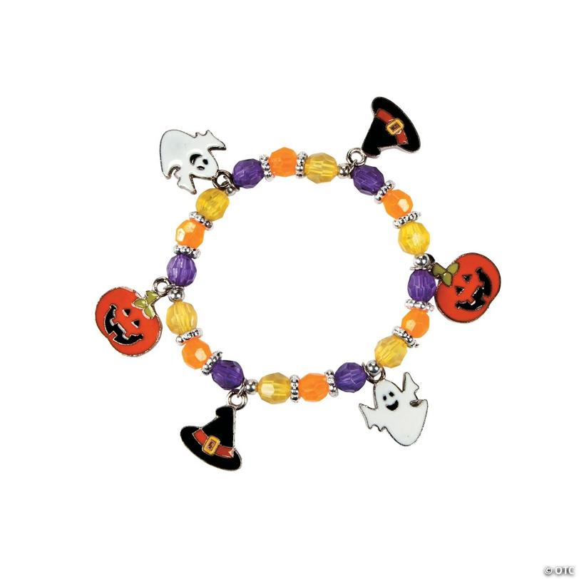 14" Halloween Icon Charm Beaded Bracelet Craft Kit - Makes 12