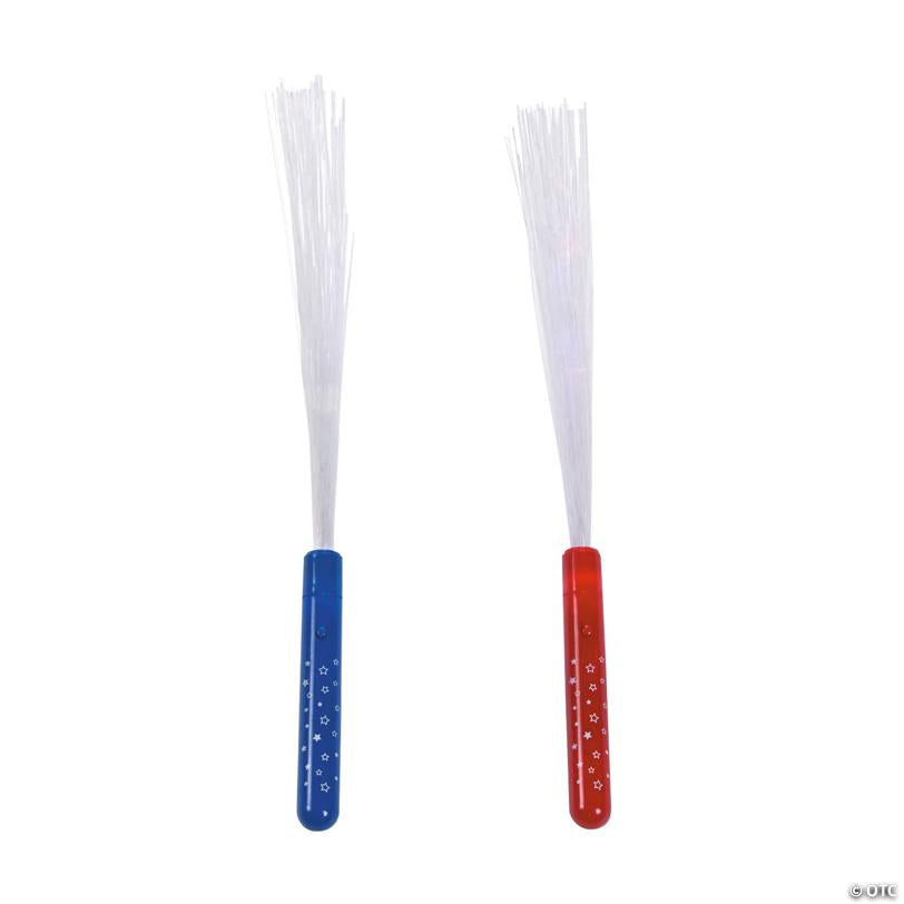 14" Patriotic Fiber Optic Red, White & Blue Light-Up Wands - 12 Pc.