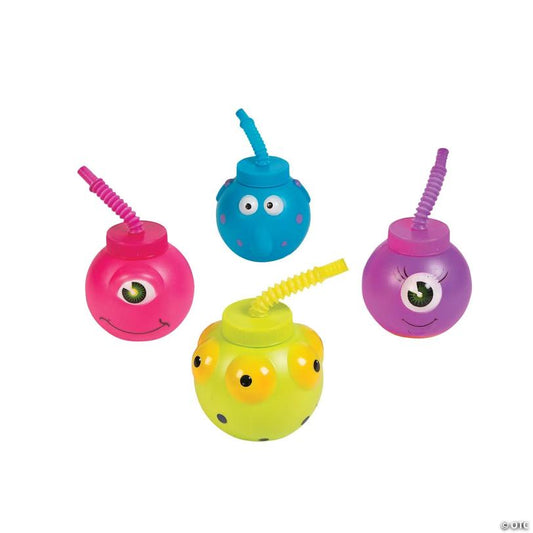 14 oz. Monster Reusable BPA-Free Plastic Cups with Lids & Straws - 12 Ct.