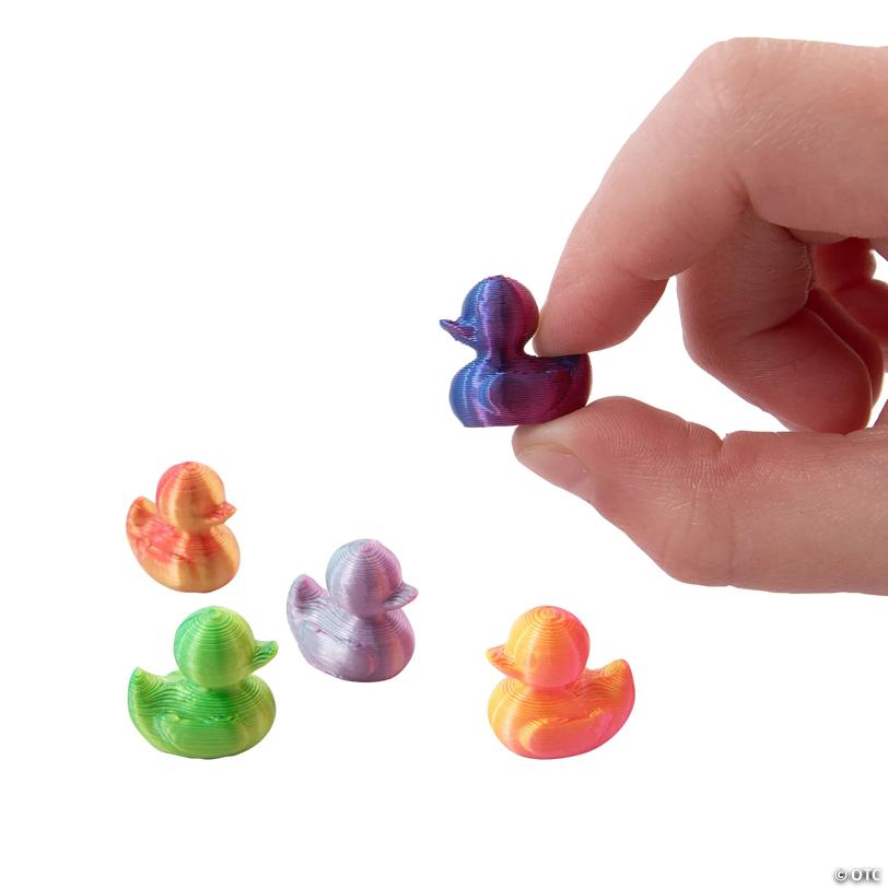 1/4" x 1/2" Bulk 50 Pc. Bright Color 3D-Printed Micro Rubber Duck Plastic Toys