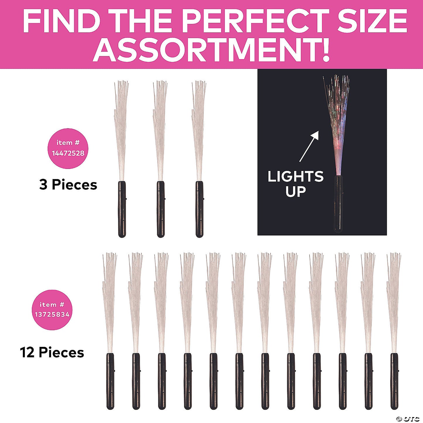 15" Rainbow Colors Fiber Optic Plastic Light-Up Wands - 12 Pc. | USA Decoration®