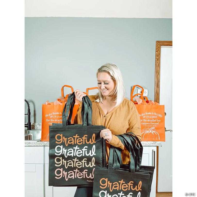 15” x 17” Large Grateful Psalm 7:17 Nonwoven Tote Bags - 12 Pc.
