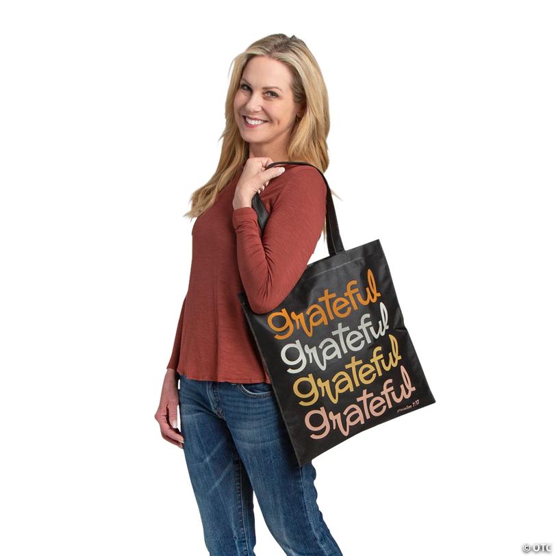 15” x 17” Large Grateful Psalm 7:17 Nonwoven Tote Bags - 12 Pc.