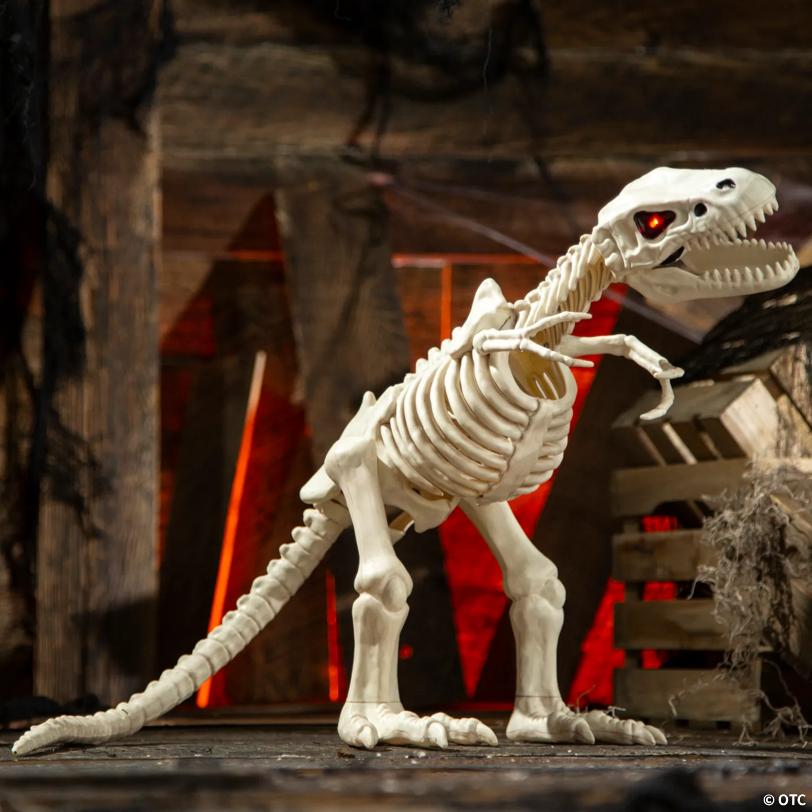 15 1/2" Light-Up Tyrannosaurus Rex Skeleton Animated Prop Halloween Decoration