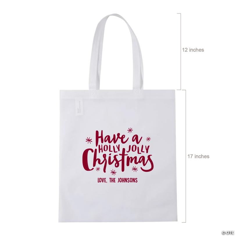 15 1/2" x 15 1/2" Personalized Large Nonwoven Holiday Snowflake Tote Bags - 48 Pc.