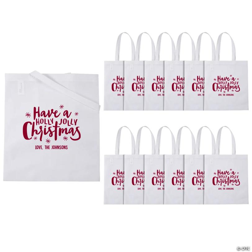 15 1/2" x 15 1/2" Personalized Large Nonwoven Holiday Snowflake Tote Bags - 48 Pc.