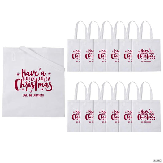 15 1/2" x 15 1/2" Personalized Large Nonwoven Holiday Snowflake Tote Bags - 48 Pc.