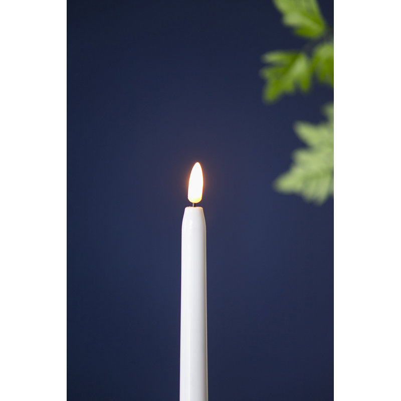 15"H LED Taper Candles with Remote Timer - Set of 12 - White
