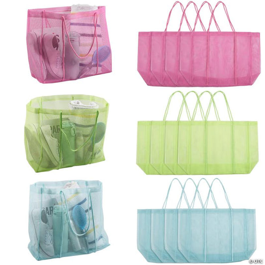 15 3/4" x 14" Green, Purple & Blue Mesh Tote Bags Assortment - 12 Pc.