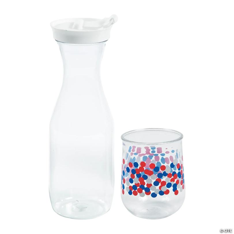 15 Pc. Patriotic Confetti Tumblers with Carafes Wine Kit for 12