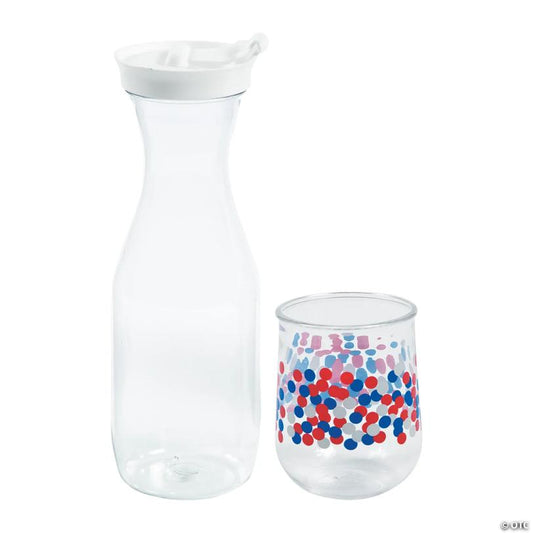 15 Pc. Patriotic Confetti Tumblers with Carafes Wine Kit for 12