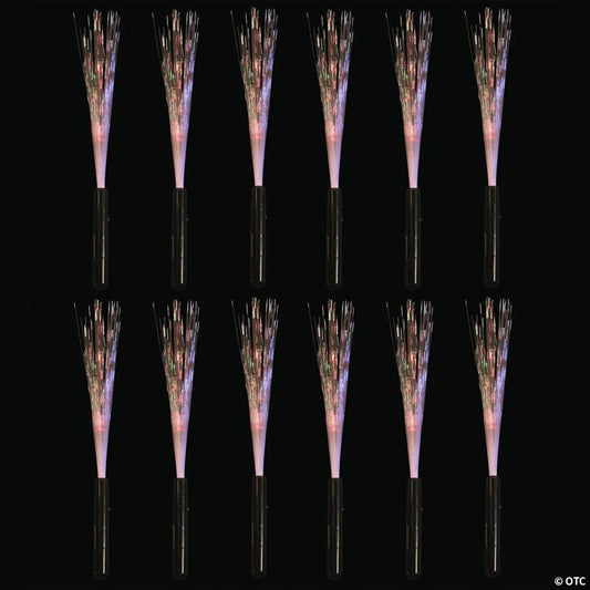 15" Rainbow Colors Fiber Optic Plastic Light-Up Wands - 12 Pc.
