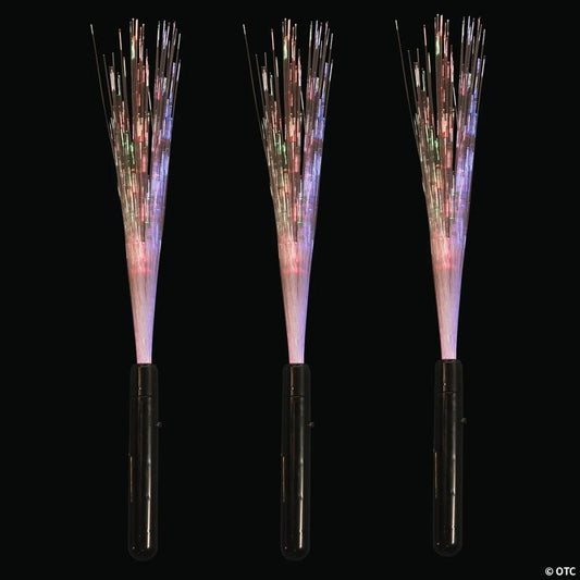 15" Rainbow Colors Fiber Optic Plastic Light-Up Wands - 3 Pc.