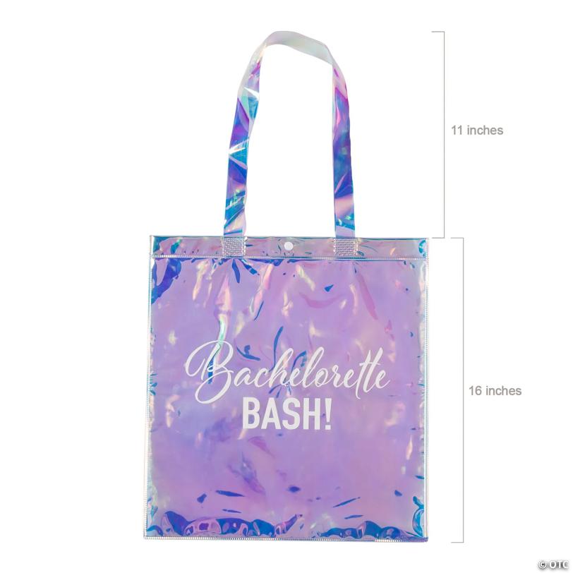 15 " x 16" Large Clear Iridescent Bachelorette Vinyl Tote Bags - 3 Pc.
