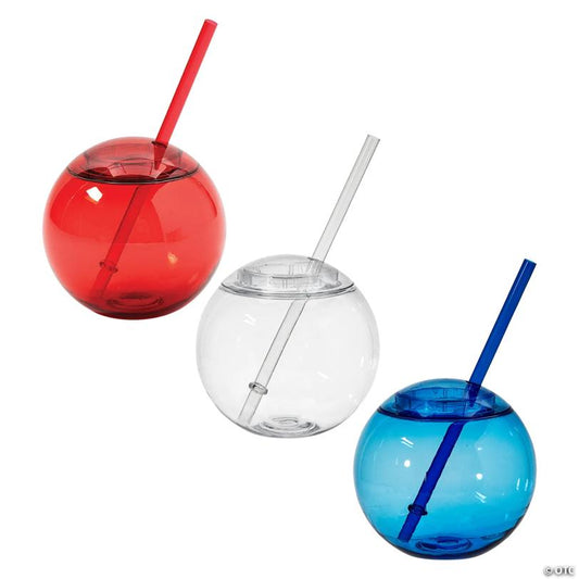 15 oz. Bulk 75 Ct. Patriotic Red, White & Blue Round Reusable Plastic Cup Assortment