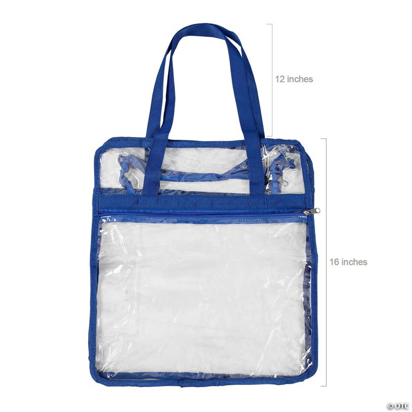 15" x 16" Large Blue & Clear Team Spirit Stadium Plastic Tote Bag