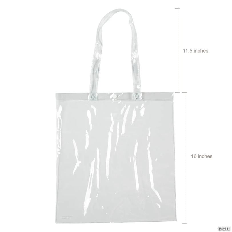 15" x 16" Large Clear Transparent Tote Bags – 12 Pc.