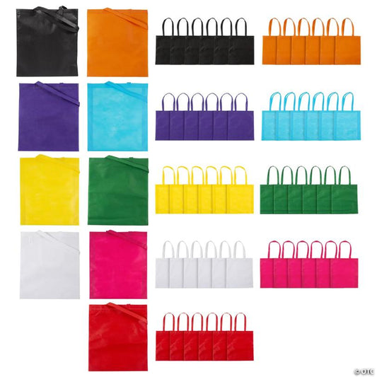 15" x 17" Bulk 108 Pc. Large Nonwoven Solid Color Tote Bag Assortment
